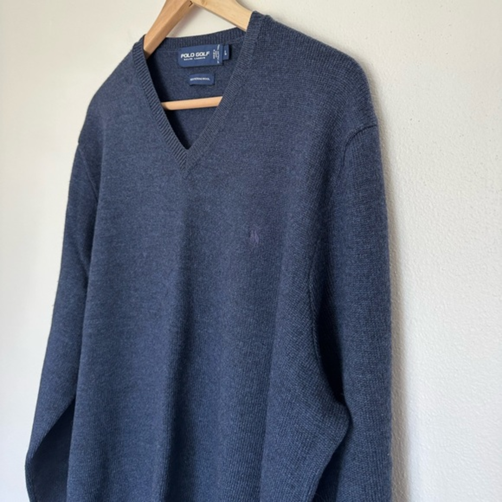 Polo Golf Merino Wool V‎ Neck Sweater Size L